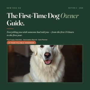 First-Time Dog Owner Guide | New Puppy Checklist, Puppy Vaccination Record & Care Planner | Printable PDF