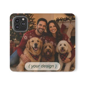 Custom Pet Photo Wallet Case, Personalized Dog Cat Family Folio, iPhone Card Holder