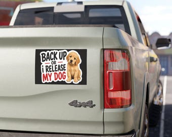 Automagneet grappige hond, gepersonaliseerde waarschuwingsprop, weerbestendige vinylsticker