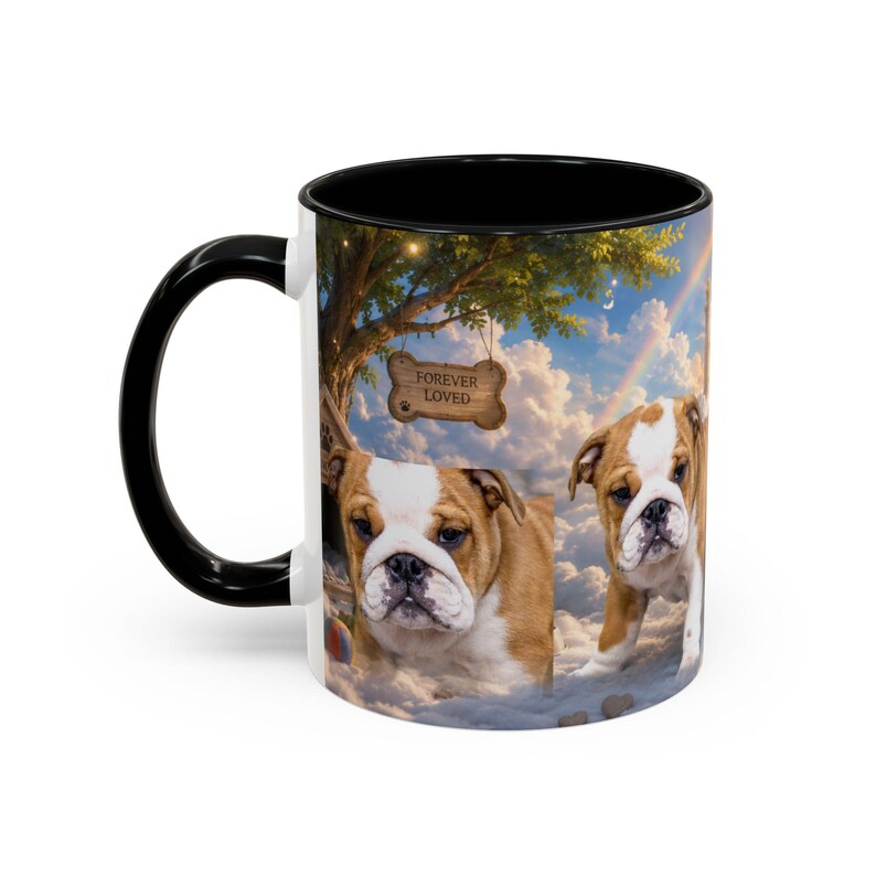 Bulldog Pet Heaven Memorial Mug, Colorful Ceramic Coffee Cup (11oz or 15oz) image 3