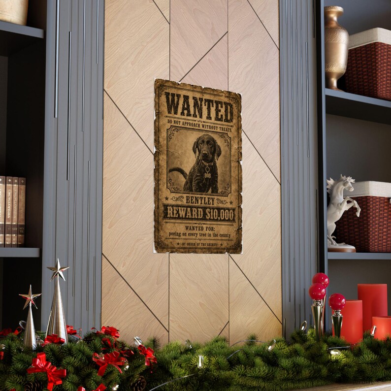 Custom Pet Wanted Poster, Western Outlaw Portrait, Funny Cowboy Dog Print, Wall Art image 13