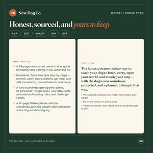 Service Dog Training Guide & Planner | Mobility Assistance Dog | Owner-Trainer Task Log + Fillable Soundness Gate | Vet-Sourced PDF image 4
