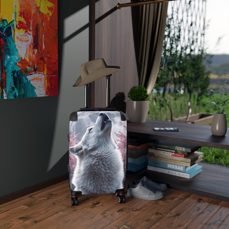Aanpasbare handbagage, reiskoffer met harde schaal, tas met dierenprint afbeelding 2