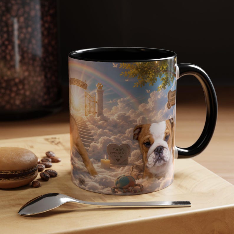 Bulldog Pet Heaven Memorial Mug, Colorful Ceramic Coffee Cup (11oz or 15oz) image 5