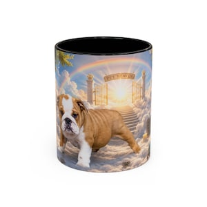 Bulldog Pet Heaven Memorial Mug, Colorful Ceramic Coffee Cup (11oz or 15oz) image 1