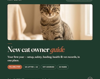 Guía para nuevos dueños de gatos / Cuidados para gatitos y gatos adultos (PDF rellenable)
