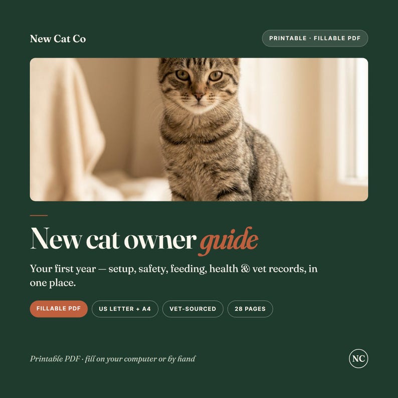 New Cat Owner Guide | Vet-Sourced Kitten & Adult Care (Fillable PDF) image 1