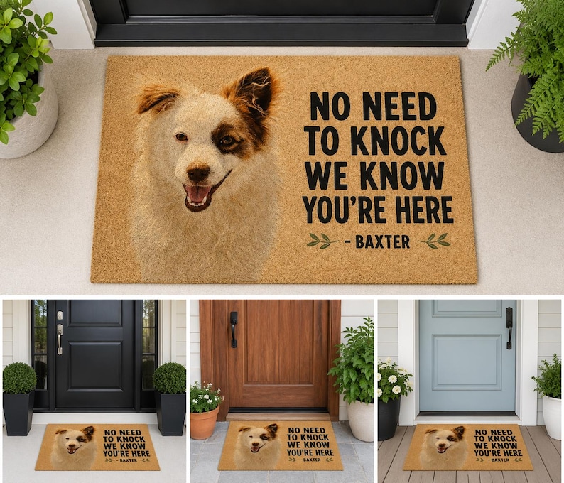 Custom Pet Portrait Doormat • Personalized Dog Face Welcome Mat image 1