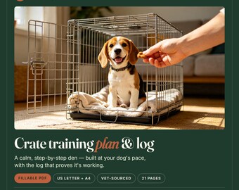 Puppy Crate Training Plan & Log, Vet-Sourced Schedule Tracker (Fillable PDF)