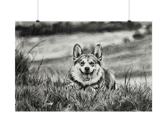 写真から作成するカスタム木炭ペット肖像画・パーソナライズされた犬のメモリアルギフト・白黒ペットアートプリント・ペットロスのお悔やみ記念品