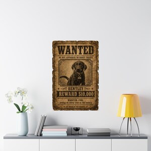 Custom Pet Wanted Poster, Western Outlaw Portrait, Funny Cowboy Dog Print, Wall Art image 8