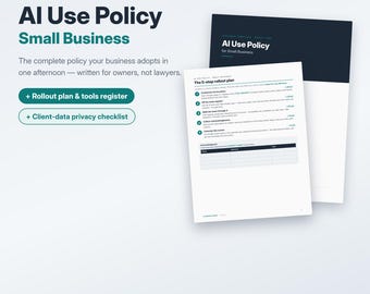 Sjabloon voor AI-gebruiksbeleid voor kleine bedrijven | Bewerkbaar Word + pdf (uitrolplan, privacychecklist)