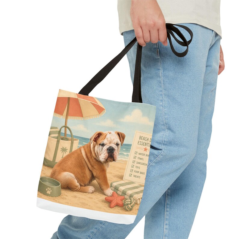 カスタム犬の肖像画入りトートバッグ、パーソナライズされたペットのイラスト入りビーチトラベルバッグ 画像 4