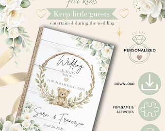 Rustic Wedding Activity Book for Kids | Printable Wedding Games | Kids Table Activities | Coloring Pages PDF | Wedding Reception