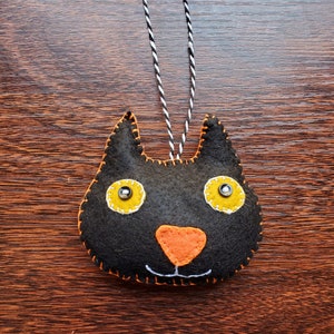 Felt Black Cat Ornament for Halloween & Fall