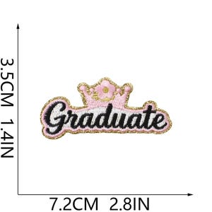 Custom Embroidery Patch | Pink Crown Graduate Class of 2027 (Iron-On)