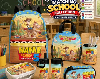 Personalized Woody Back To School Set, Toy Story Backpack Lunch Bag Collection, School Gift for Son Grandson Boy