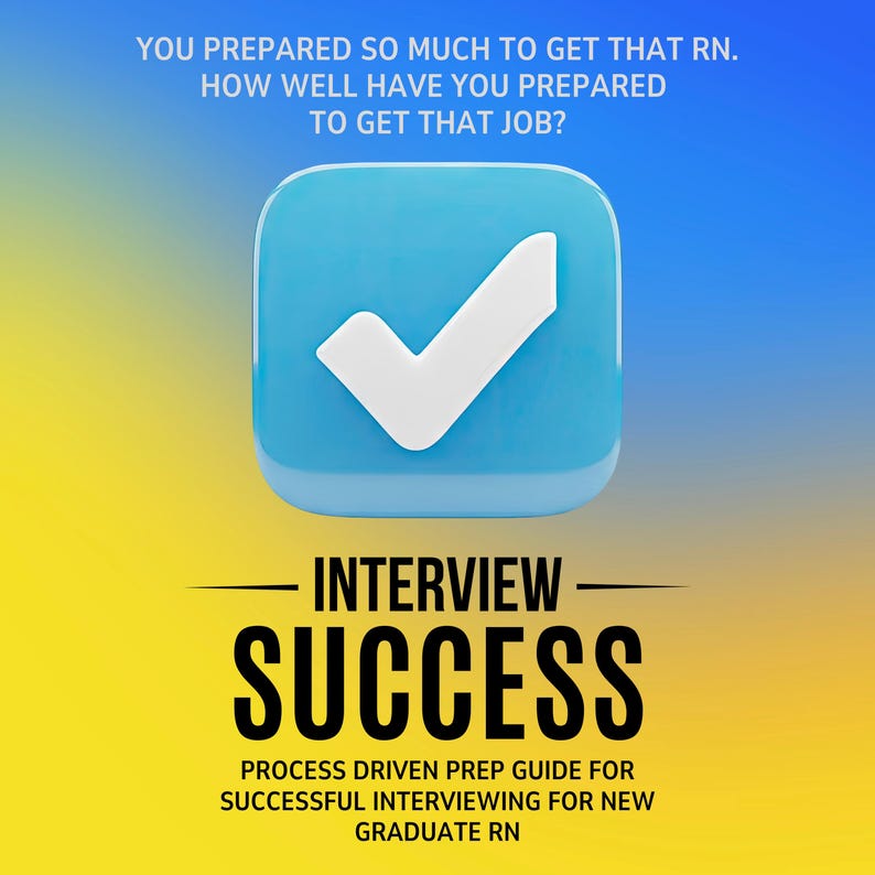 May include: A graphic with a blue and yellow gradient background. The image features a blue square with a white checkmark, and the words "INTERVIEW SUCCESS" in bold black letters. Text at the top asks about job preparation.