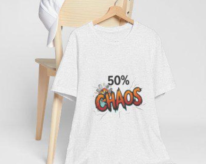 50% Chaos Tee | Cartoon Explosion Brick Wall Graphic Shirt