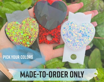 Holographic Heart - Glitter Lid Topper - Stanley Cups - 40 oz only - Epoxy Resin - Made To Order