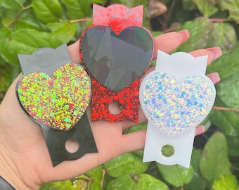 Holographic Heart - Glitter Lid Topper - Stanley Cups - 40 oz only - Epoxy Resin - Ready to Ship