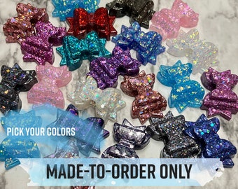 Custom Set of 2 - Thick Bow Charms - Glitter Straw Topper Lot - Drinkware - Resin Accessories - Fits Stanley Cups! - Made To Order