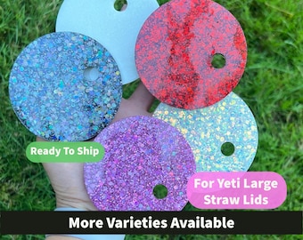 Yeti Glitter Lid Topper - Fits Yeti 35 oz Rambler Straw Mug with Straw Lid - Large Lid - Epoxy Resin - Ready To Ship