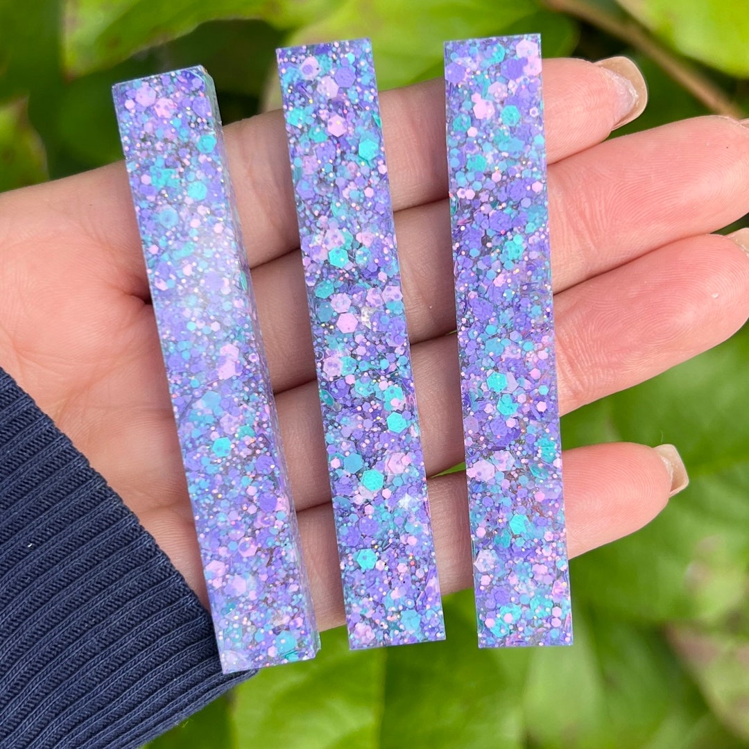 Purple Pastel Glitter Barrettes Bar Shape Set of 3 Etsy