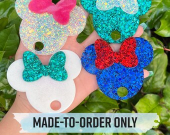 Female Mouse Head - Glitter Lid Topper - Stanley Cups - 40 oz only - Epoxy Resin - Made To Order