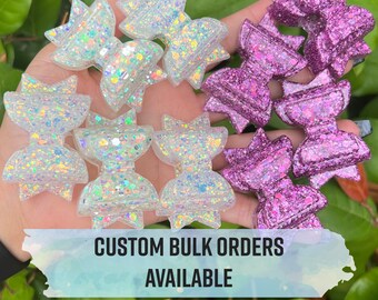 Custom Bulk Order Available - Thick Bow Charms - Glitter Straw Topper Lot - Drinkware - Resin Accessories - Fits Stanley Cups!