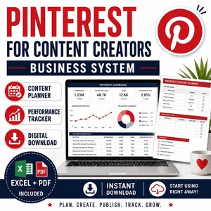 Pinterest für Content-Ersteller | Content-Planer, Performance-Tracker & Geschäftssystem | Excel-Download
