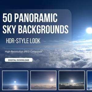 50 Panoramic Sky Backgrounds High Resolution JPEG Bundle for Sky Replacement and Wall Art