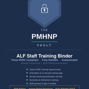Texas ALF Staff Training Binder | HHSC Compliant, Dementia Training (Digital Download)