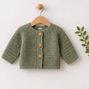 Textured Raglan Baby Cardigan Crochet Pattern (PDF Download)