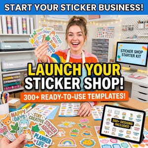 300 Vorlagen für Sticker-Shops | Sticker-Businessplaner | Etsy-Verkäufervorlagen | Sticker-Marketing-Arbeitsbuch | Digitaler Shopplaner (PDF)