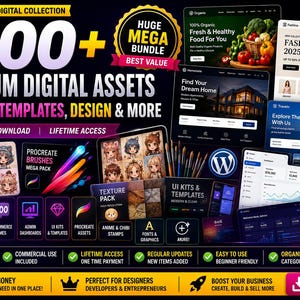 1000+ premium digitale activabundel | WordPress-thema's, Shopify-sjablonen, Procreate-penselen, UI-kits, WooCommerce en grafisch ontwerphulpmiddel afbeelding 2