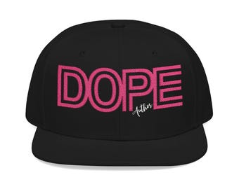 Personalized DOPE Snapback Hat | Custom Name Hat | Unisex Black and Pink Streetwear Cap | DOPE Embroidered Hat | Gift for Creatives, Writers
