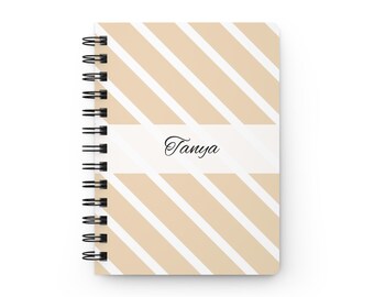 Personalized Striped Notebook | Custom 5x7 Spiral Journal | Yellow Stripes | Teacher Gift | Writer Notebook | Cute Personalized Stationery