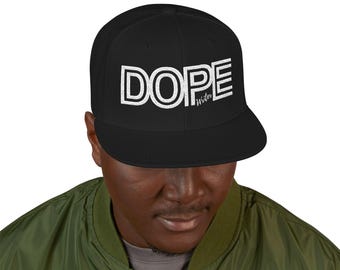 Personalized DOPE Snapback Hat | Custom Name Hat | Unisex Black Streetwear Cap | DOPE Embroidered Hat | Gift for Creatives and Trendsetters