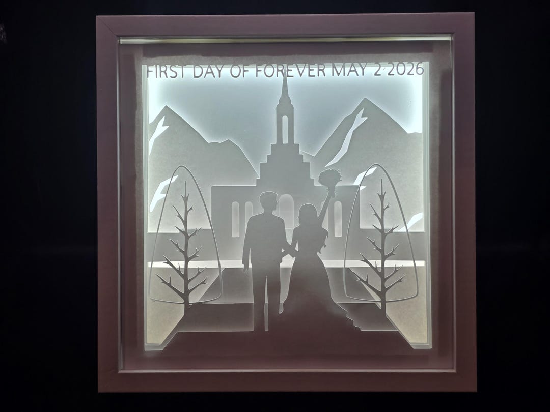 8x8 Personalized LDS Temple Shadow Box Wedding Gift | LED Layered Paper ...