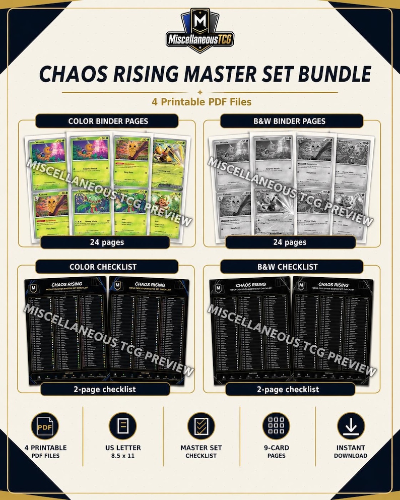 Pokémon Chaos Rising Master Set Bundle | Printable TCG Binder Pages ...