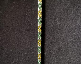 Byzantine, Green and Yellow (stainless steel and anodized aluminum)