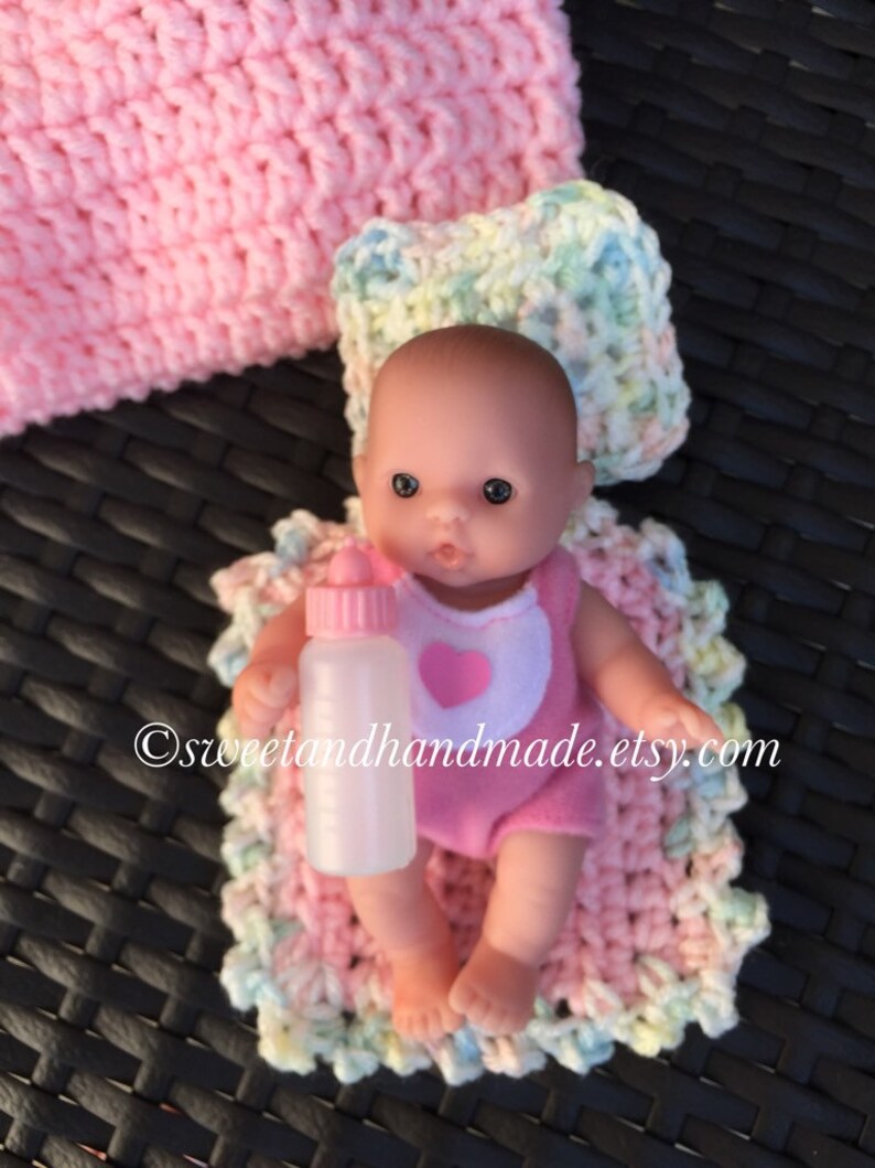 Cradle Purse Crochet Cradle Purse With Doll Blanket Pillow and Baby