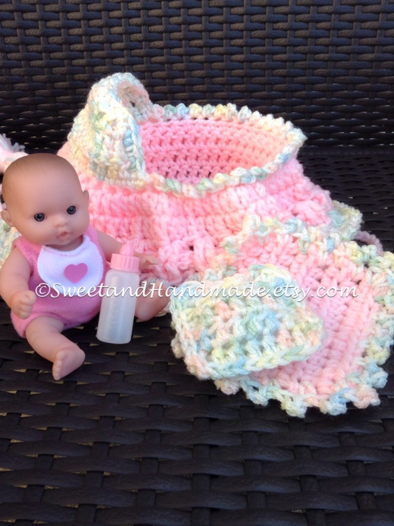 Cradle Purse Crochet Cradle Purse With Doll Blanket Pillow and Baby