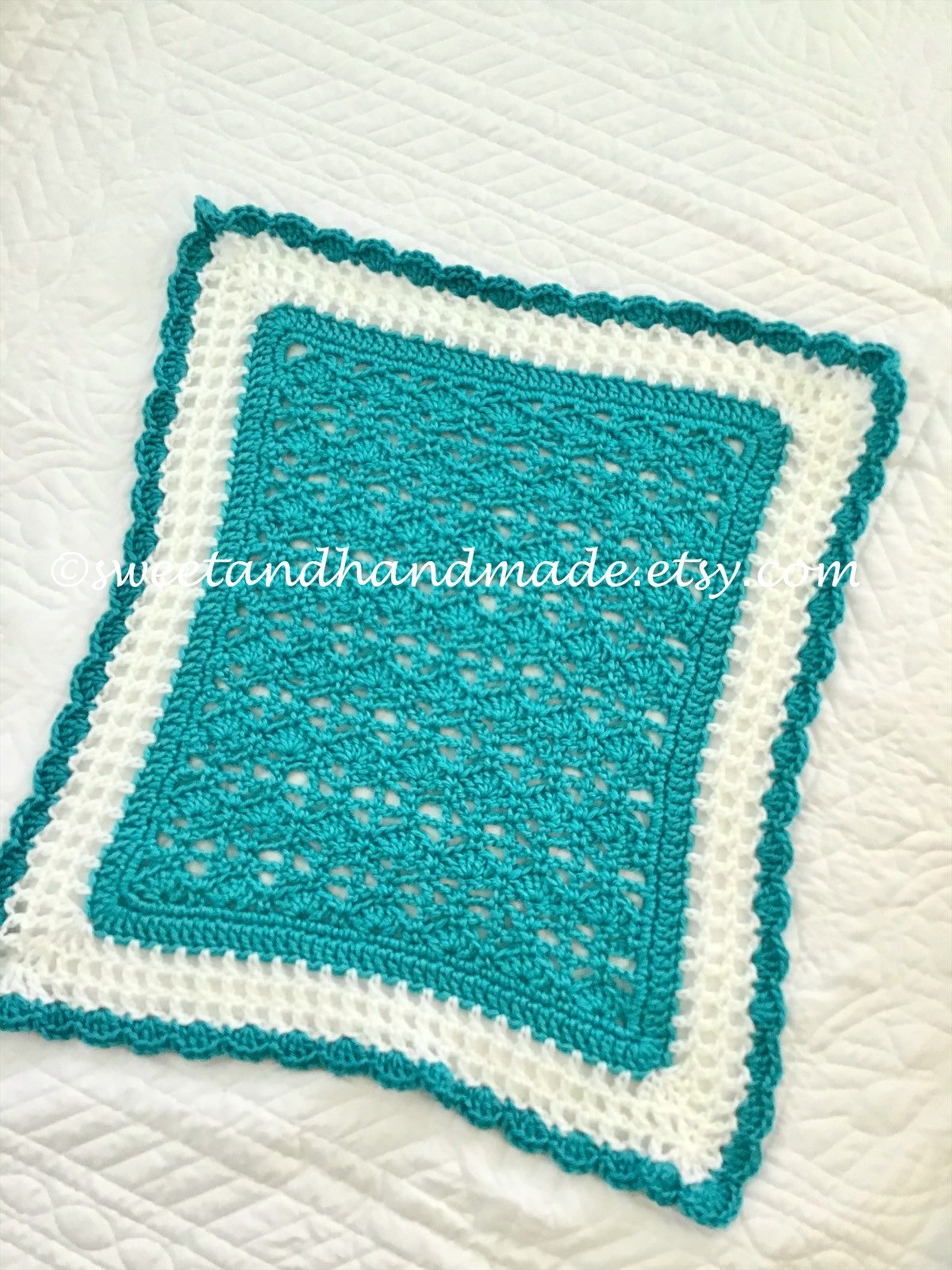 Doll Blanket Crochet Doll Blanket Teal White Doll Blanket Doll Etsy