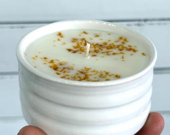 Hand Poured Candle in Hand Thrown Ceramic Jar
