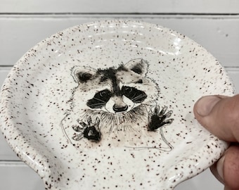 Raccoon spoon rest / soap dish / sponge holder, free shipping