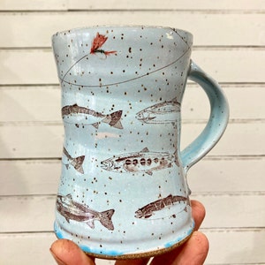 Trout, fly fishing mug, outdoorsman mug