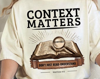 T-Shirt mit Buchdesign „Context Matters“ | Bibellupe, „Nicht nur lesen – verstehen“