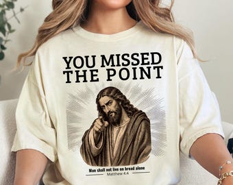 Jesus zeigt mit dem Finger – T-Shirt mit Illustration: Du hast es nicht verstanden | Humorvolles T-Shirt mit religiösem Motiv